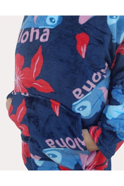 084STITCH-ADULTO BATA MANTA OVERSIZE CORALINA STITCH