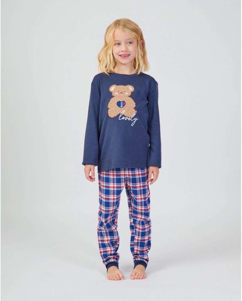 XJG_FP0132 Pijama niña manga larga osito