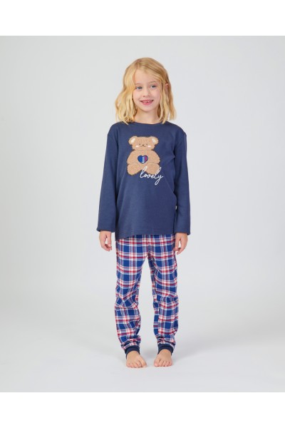 XJG_FP0132 Pijama niña manga larga osito