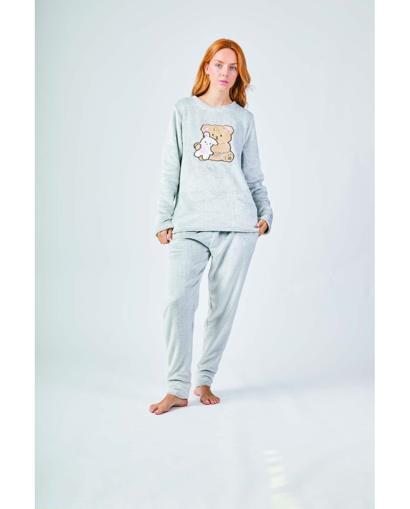 XJG_FP0112 Pijama mujer gris oso