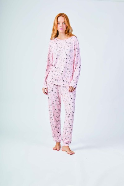 XJG_FP0317 Pijama mujer extra suave rosa estampado