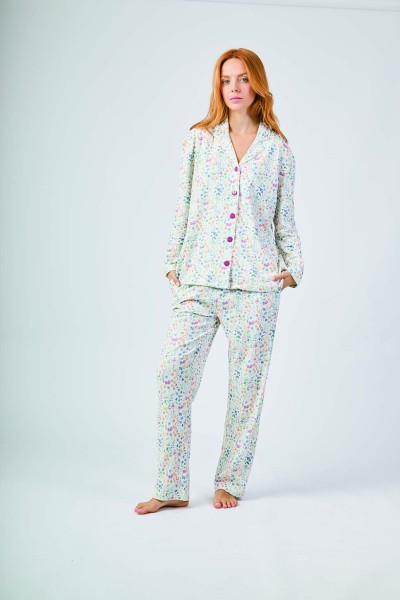 XJG_FP0400 Pijama mujer camisa flores