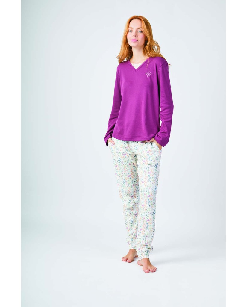 XJG_FP0401 Pijama mujer burdeos- Javier Golmar