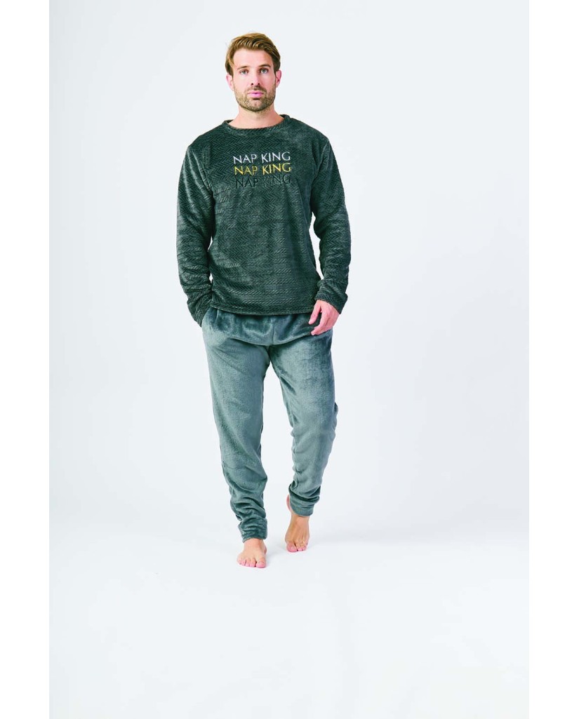 XJG_FP5068 Pijama coralina hombre Nap King
