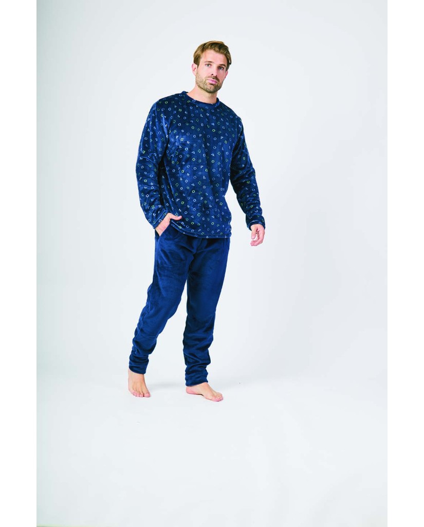 XJG_FP5168 Pijama coralina hombre marino geométrico