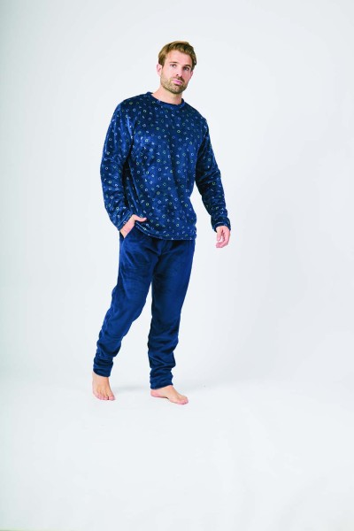 XJG_FP5168 Pijama coralina hombre marino geométrico