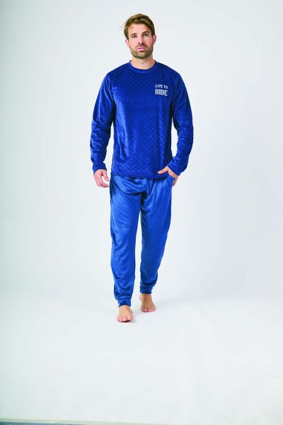 XJG_FP5253 Pijama terciopelo hombre Live to Ride
