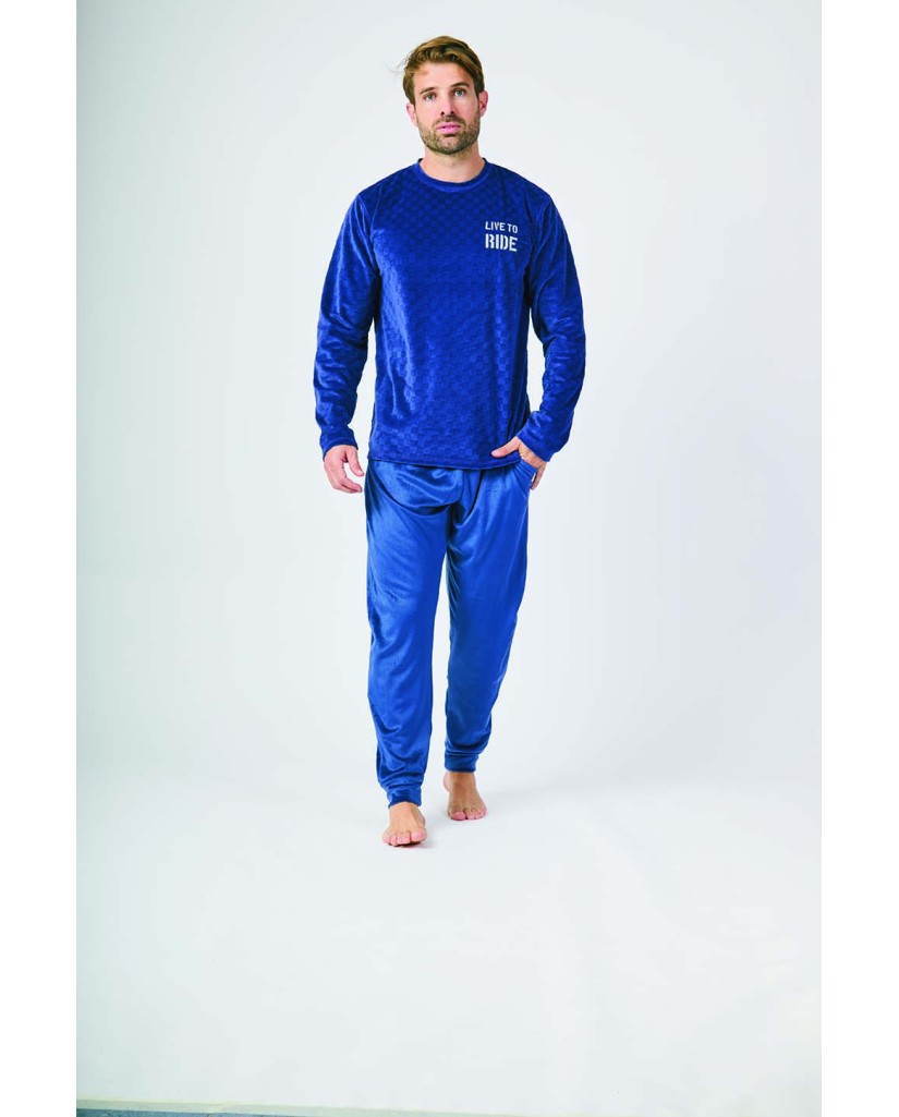 XJG_FP5253 Pijama terciopelo hombre Live to Ride