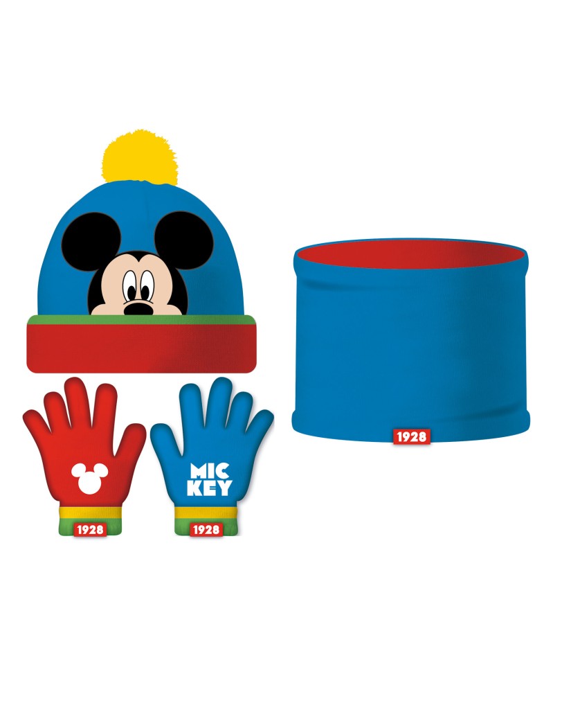 WD17380 MICKEY - SET GORRO, BRAGA Y GUANTES