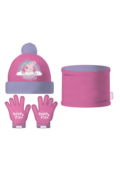 PP17442 PEPPA PIG - SET GORRO BRAGA Y GUANTES
