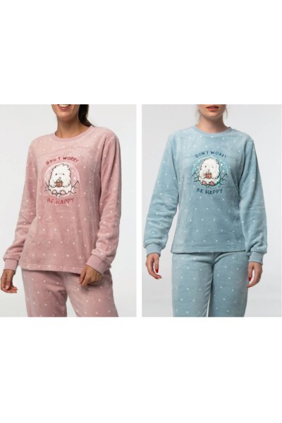 D655 PIJAMA CORALINA MUJER 'DON'T WORRY BE HAPPY'
