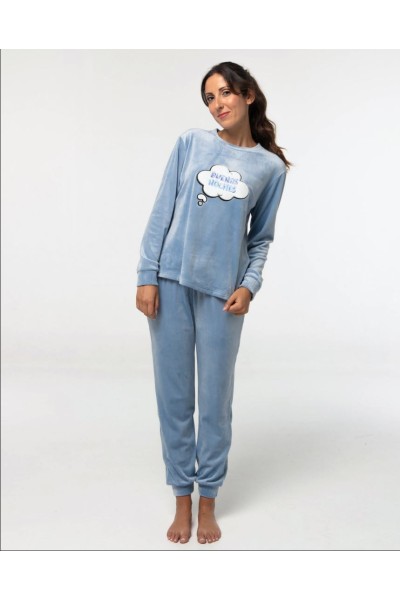 MV09 PIJAMA MICROVELOUR MUJER- BUENAS NOCHES