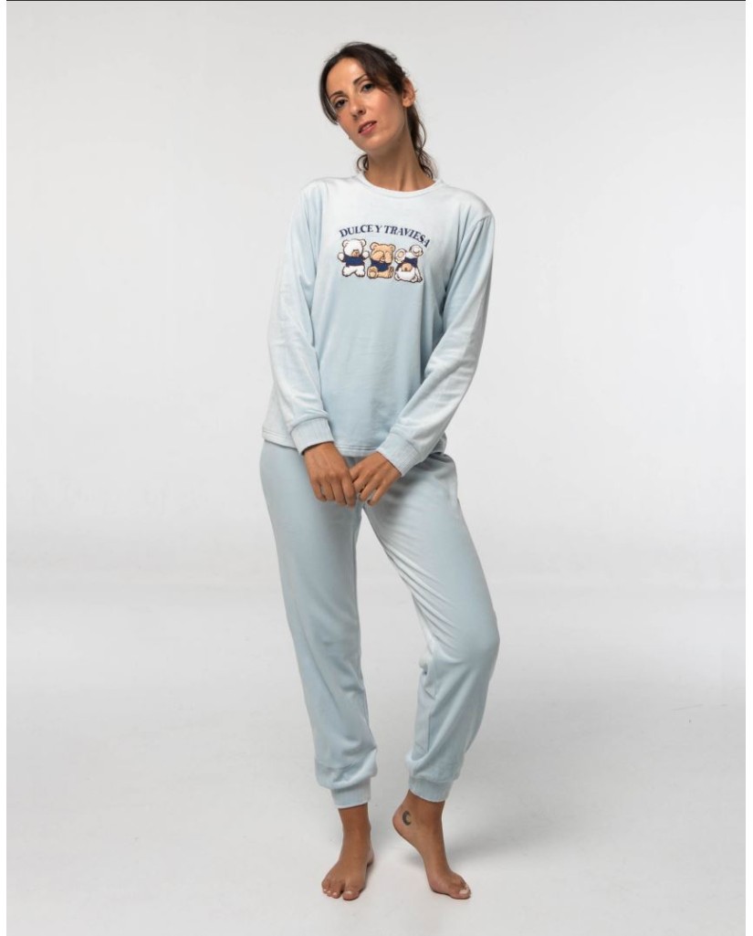 MV11 PIJAMA MICROVELOUR MUJER- DULCE Y TRAVIESA