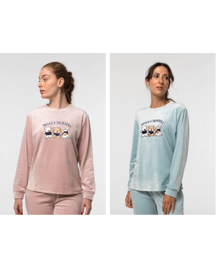Microvelour Dig MV11 PIJAMA MICROVELOUR MUJER- DULCE Y TRAVIESA
