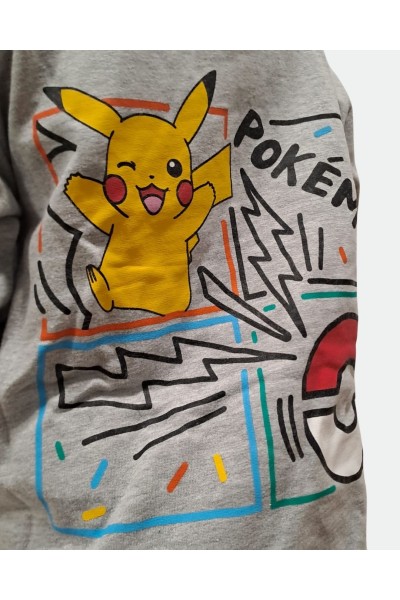 NW1110 Sudadera gris capucha Pikachu