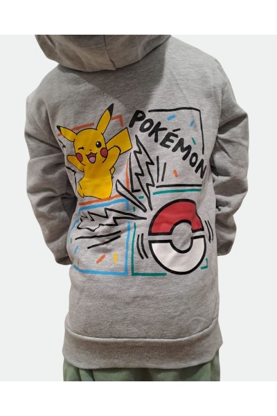NW1110 Sudadera gris capucha Pikachu