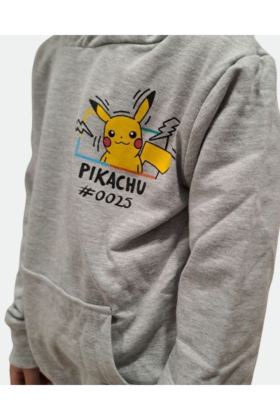 NW1110 Sudadera gris capucha Pikachu