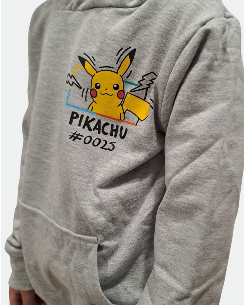 NW1110 Sudadera gris capucha Pikachu