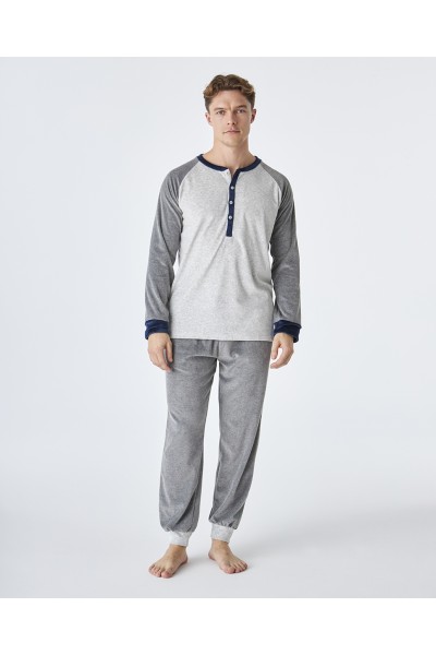 EP5302 Pijama hombre invierno gris liso J&J Brothers