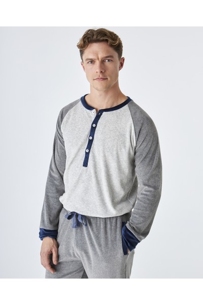 EP5302 Pijama hombre invierno gris liso J&J Brothers