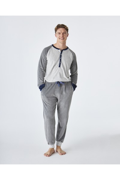 EP5302 Pijama hombre invierno gris liso J&J Brothers