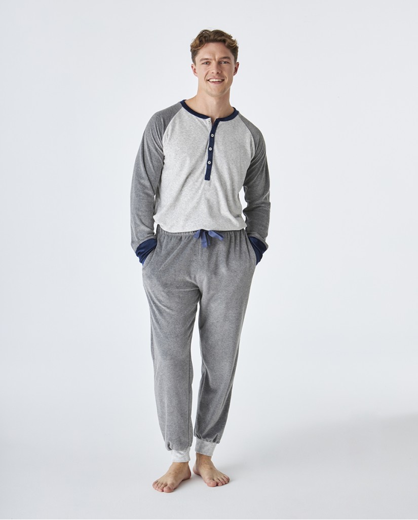 EP5302 Pijama hombre invierno gris liso J&J Brothers