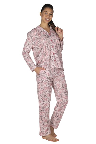 EP0600 Pijama mujer camisero rosa flores Javier Golmar