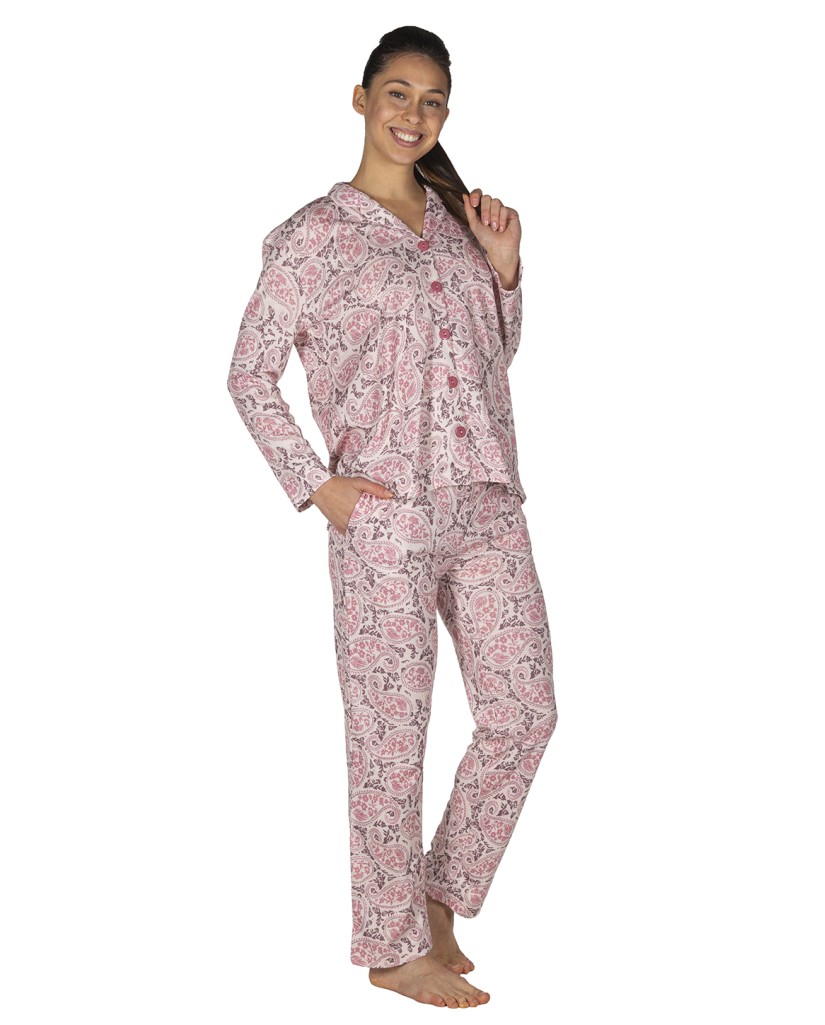 EP0600 Pijama mujer camisero rosa flores Javier Golmar