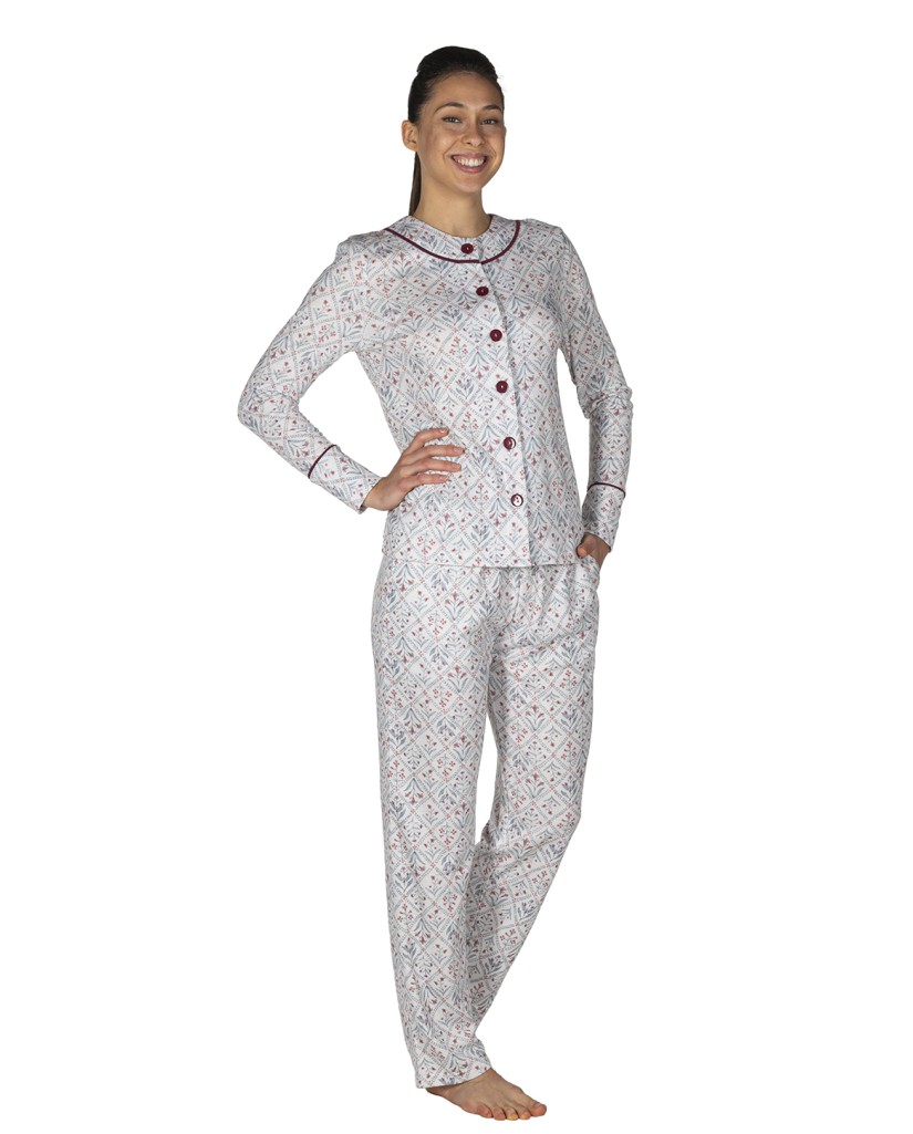 EP0400 Pijama mujer botones flores Javier Golmar
