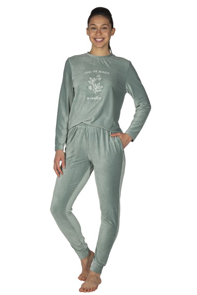 EP0305 Pijama mujer terciopelo verde Javier Golmar