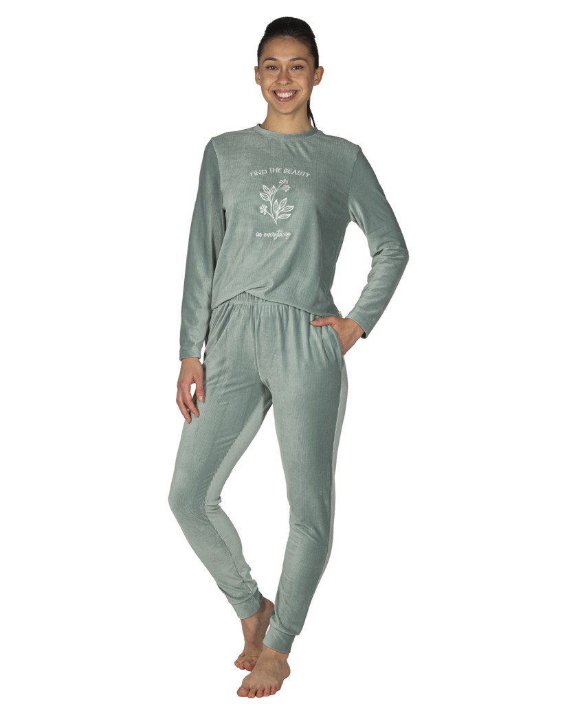 EP0305 Pijama mujer terciopelo verde Javier Golmar