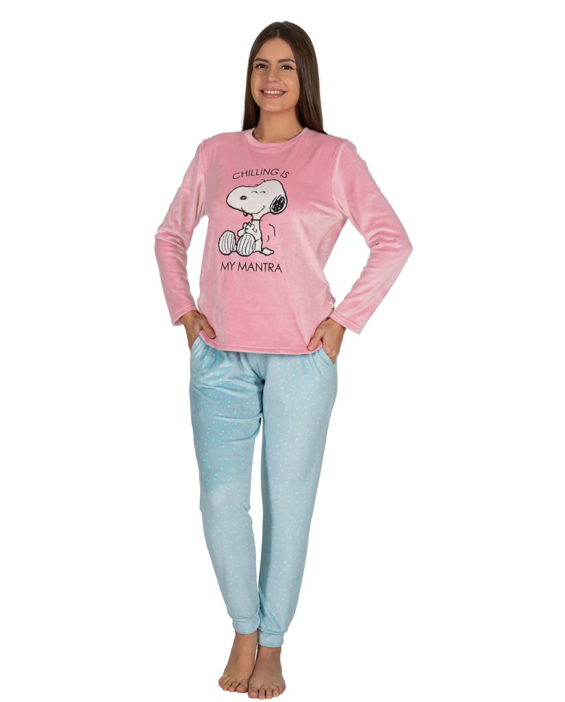 DP2006 Pijama mujer coralina Snoopy rosa Javier Golmar