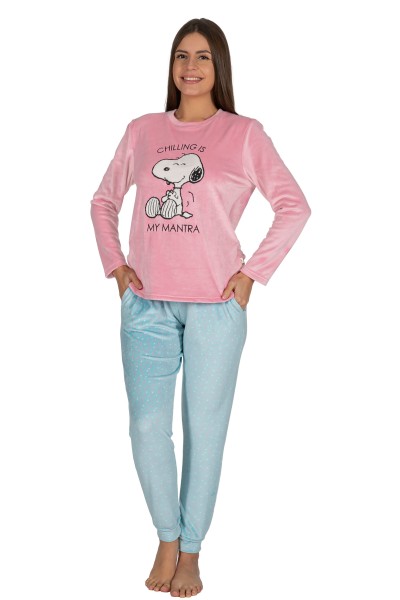 DP2006 Pijama mujer coralina Snoopy rosa Javier Golmar
