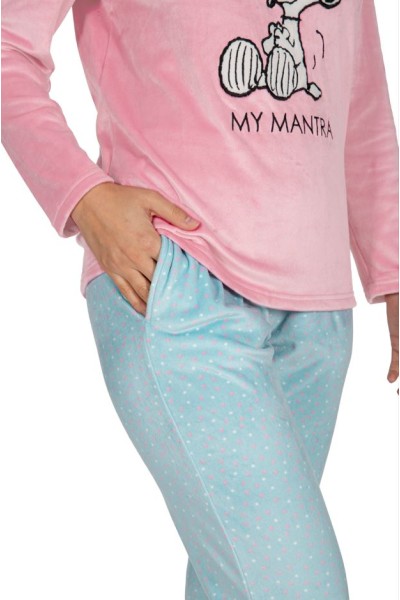 DP2006 Pijama mujer coralina Snoopy rosa Javier Golmar