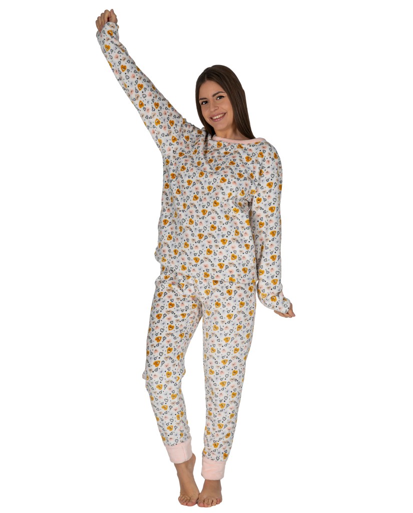 DP0810 Pijama mujer coralina corazones ositos Javier Golmar