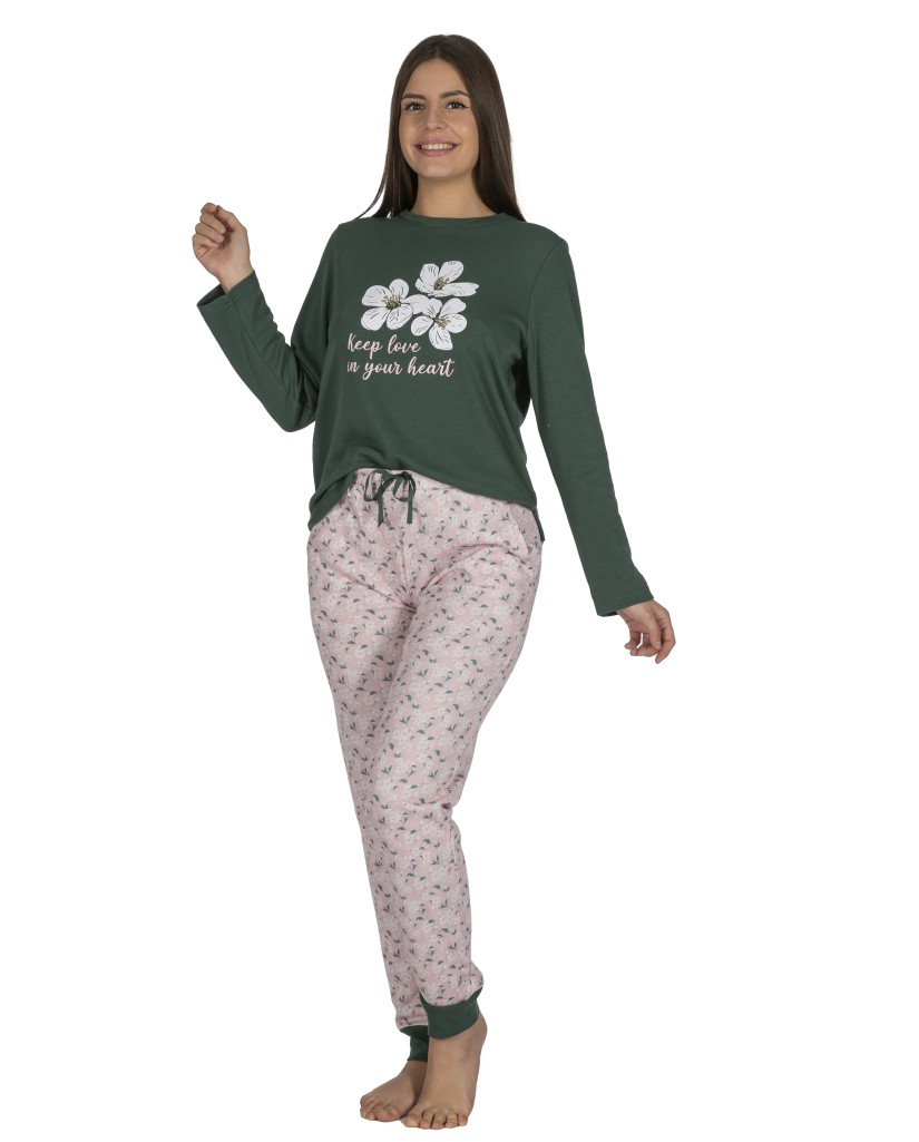 DP0401 Pijama mujer flores verde Javier Golmar