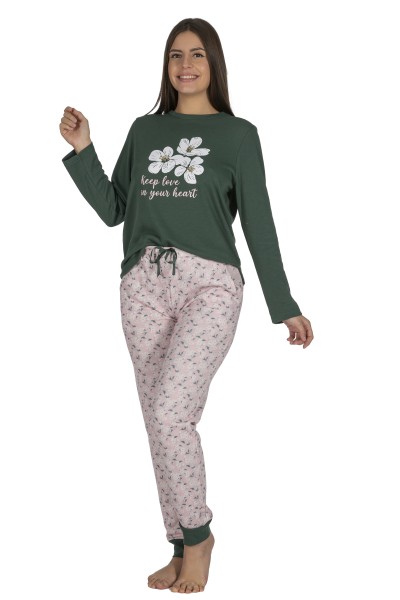 DP0401 Pijama mujer flores verde Javier Golmar