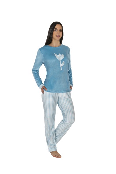 CP0605 Pijama mujer terciopelo azul Javier Golmar