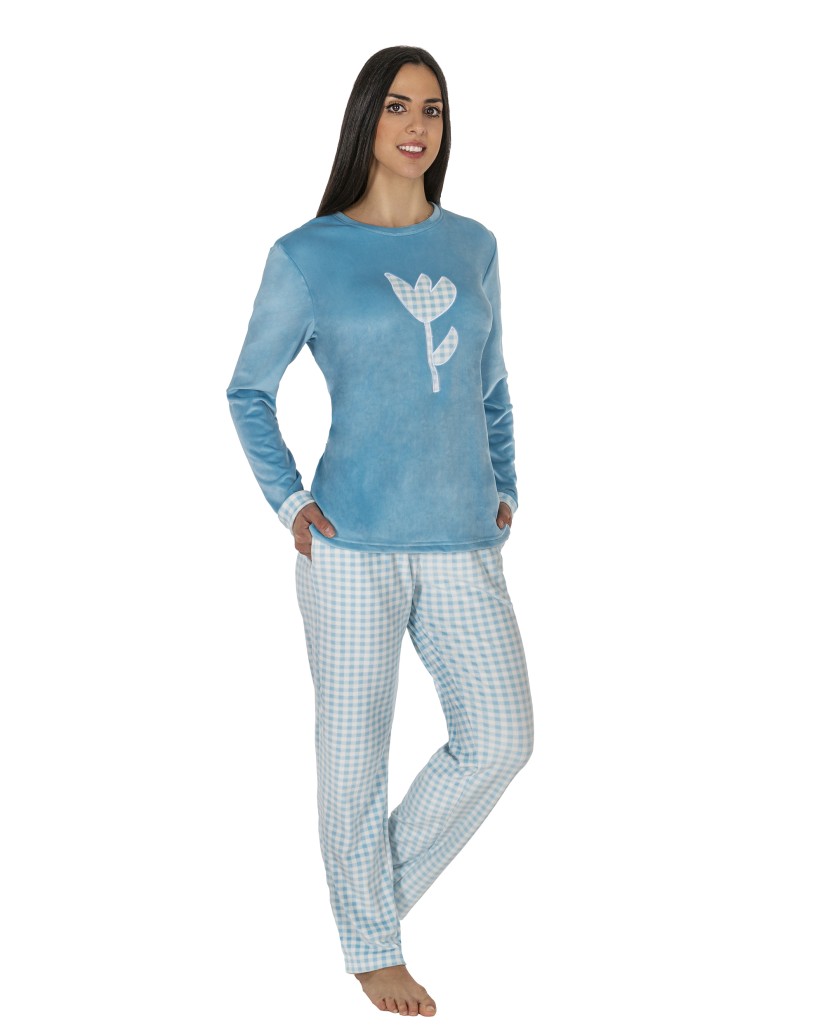 CP0605 Pijama mujer terciopelo azul Javier Golmar