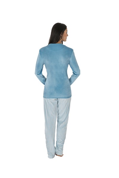 CP0605 Pijama mujer terciopelo azul Javier Golmar