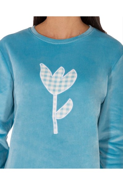 CP0605 Pijama mujer terciopelo azul Javier Golmar