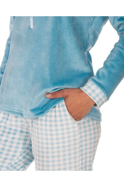 CP0605 Pijama mujer terciopelo azul Javier Golmar