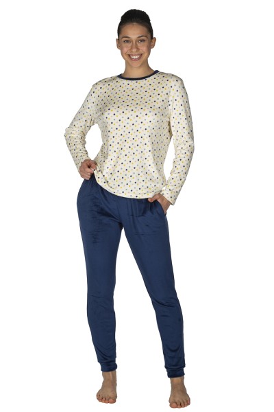 EP0905 Pijama mujer terciopelo florecitas Javier Golmar