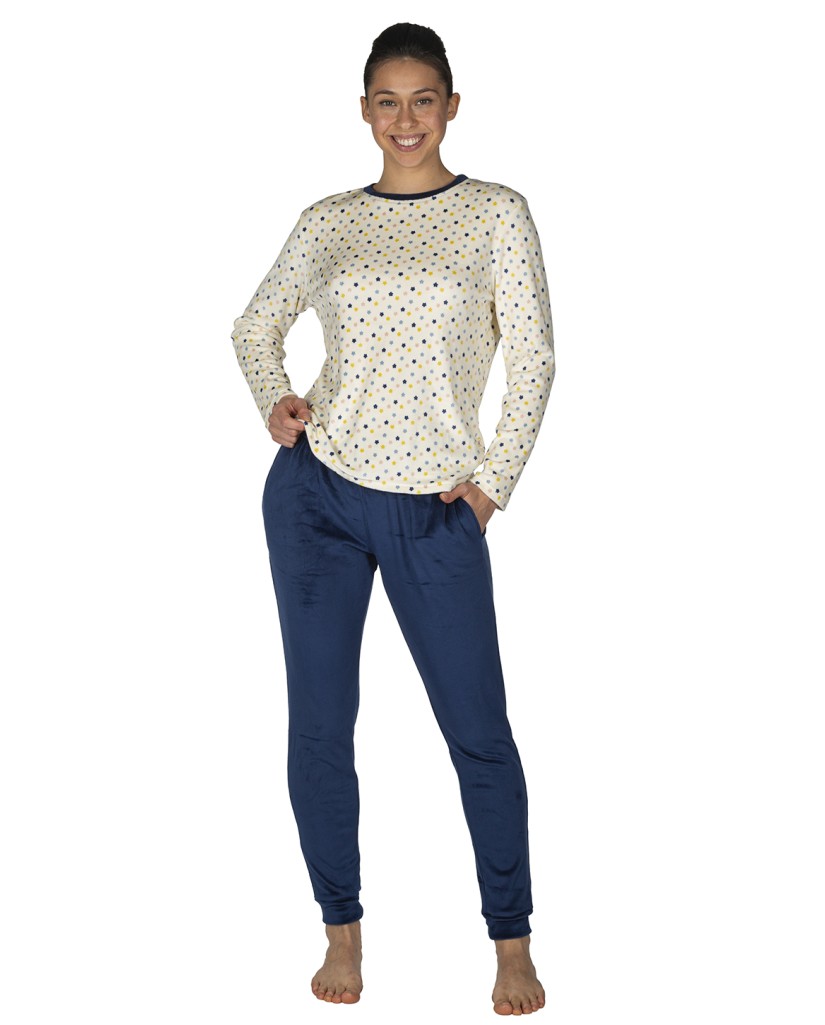 EP0905 Pijama mujer terciopelo florecitas Javier Golmar