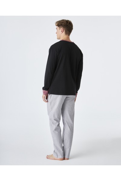 EP6301 Pijama hombre invierno negro y gris J&J Brothers
