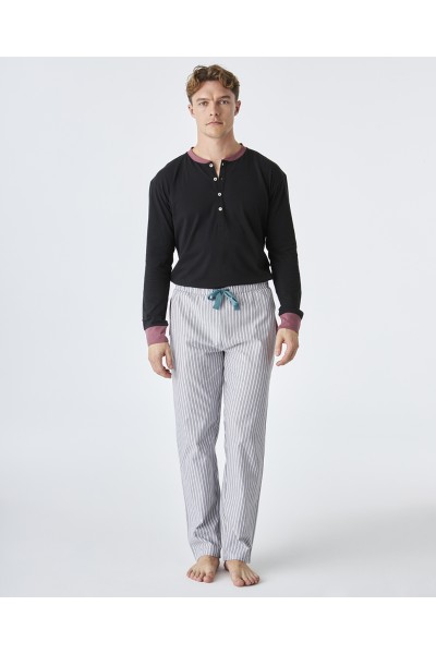 EP6301 Pijama hombre invierno negro y gris J&J Brothers