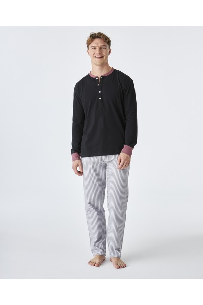 EP6301 Pijama hombre invierno negro y gris J&J Brothers