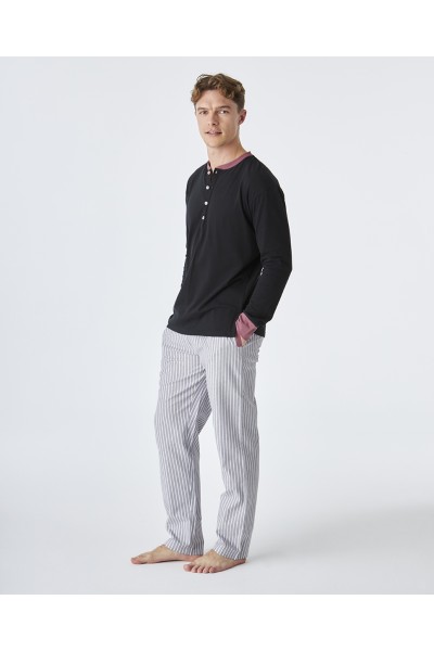 EP6301 Pijama hombre invierno negro y gris J&J Brothers