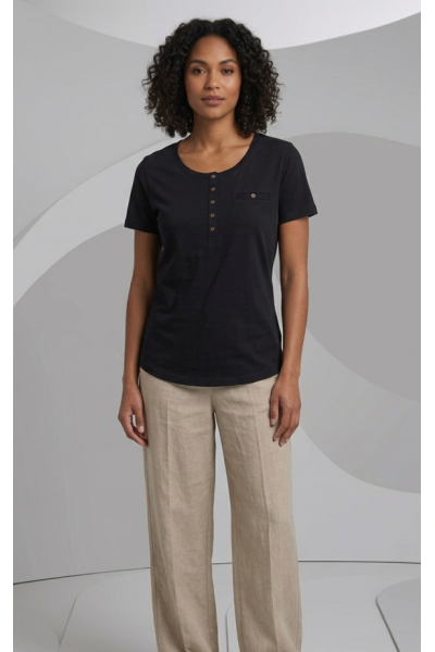 D1053 Camiseta mujer manga corta botones