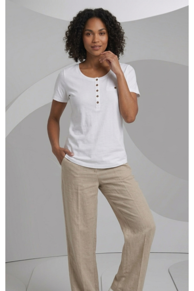 D1053 Camiseta mujer manga corta botones